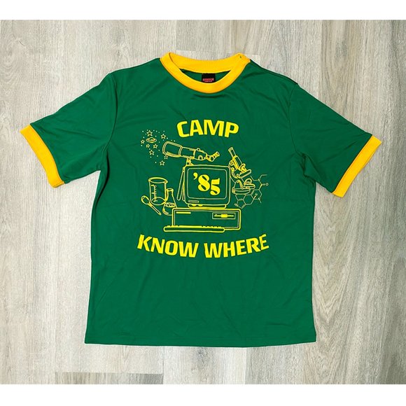 Netflix Stranger Things "Camp Know Where" Dustin's Green T-Shirt - Picture 2 of 6